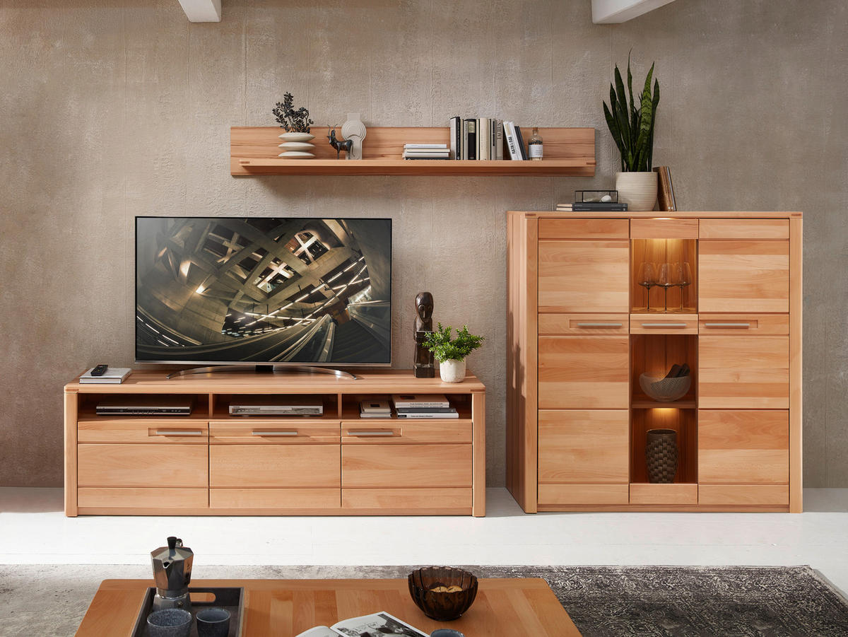 Highboard Nature One buche Nachbildung buche B/H/T: ca. 127x137x40 cm Nature One - buche (127,00/137,00/40,00cm)