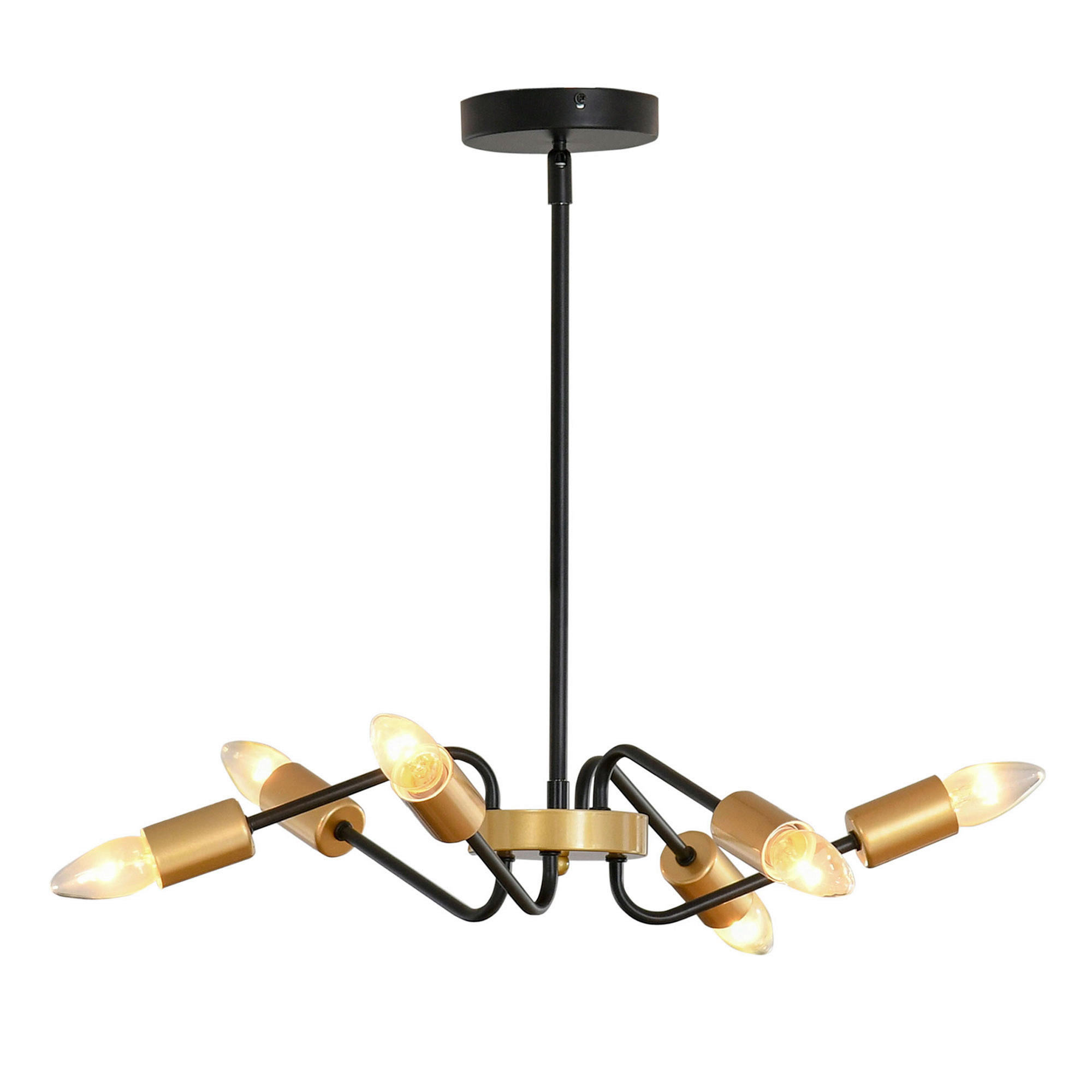 HOMCOM Pendelleuchte gold schwarz Metall B/H/T: ca. 48x120x48 cm Pendelleuchte B31-278 - gold/schwarz (48,00/120,00/48,00cm) - HOMCOM