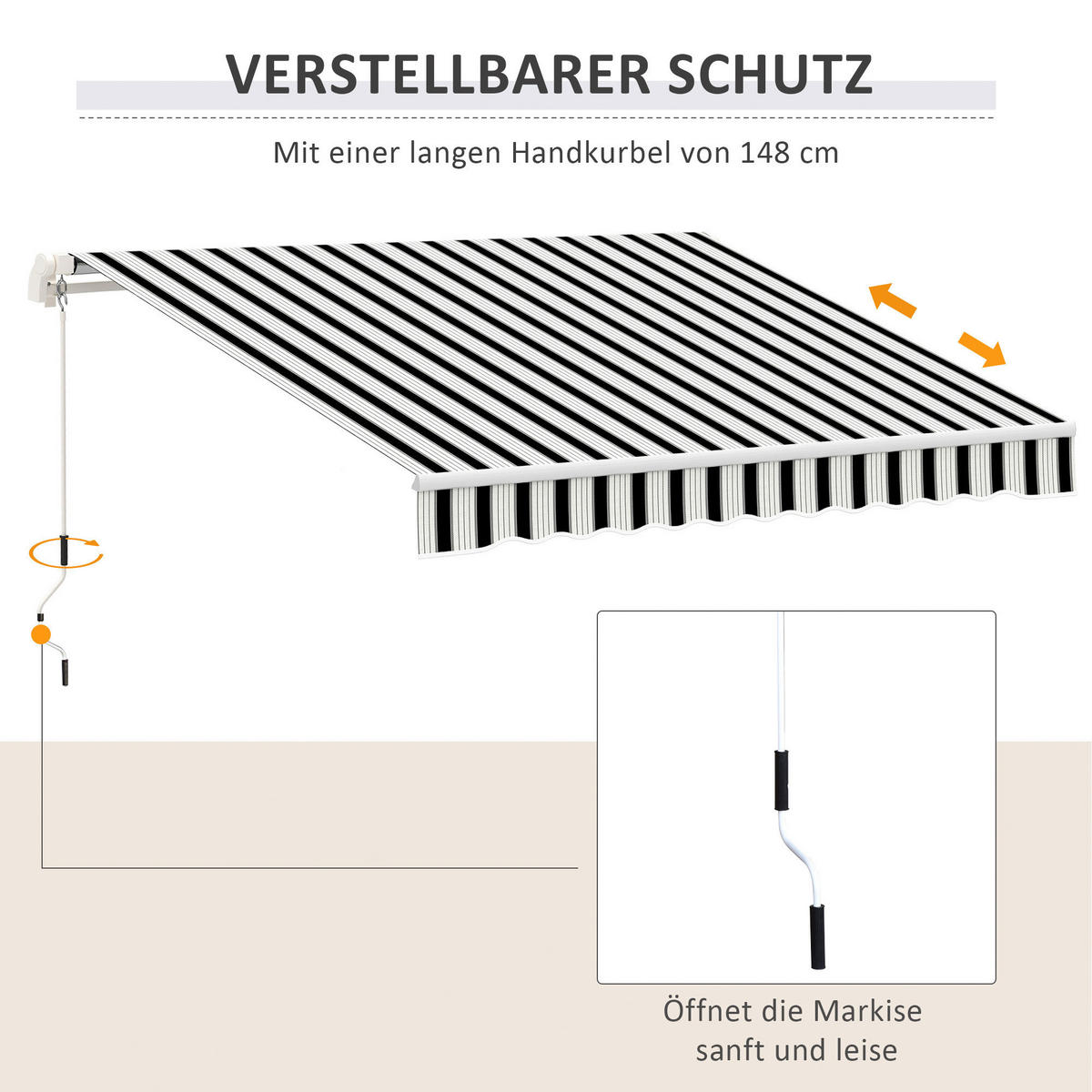 Gelenkmarkise weiß B/L: ca. 245x395 cm Gelenkmarkise - blau/weiß (245,00/395,00cm) - Outsunny