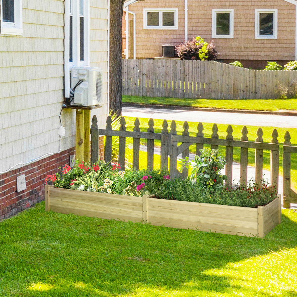 Outsunny Gartenbeet mit 2 Blumenkasten B/H/L: ca. 61,5x27x244 cm Gartenbeet_mit_2Blumenkasten - natur (244,00/61,50/27,00cm) - Outsunny