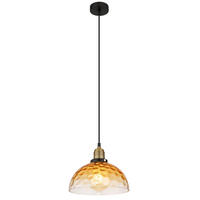 GLOBO Pendelleuchte schwarz klar Metall H/D: ca. 120x25 cm E27 1 Brennstellen SALVY - klar/schwarz (25,00/120,00cm) - GLOBO
