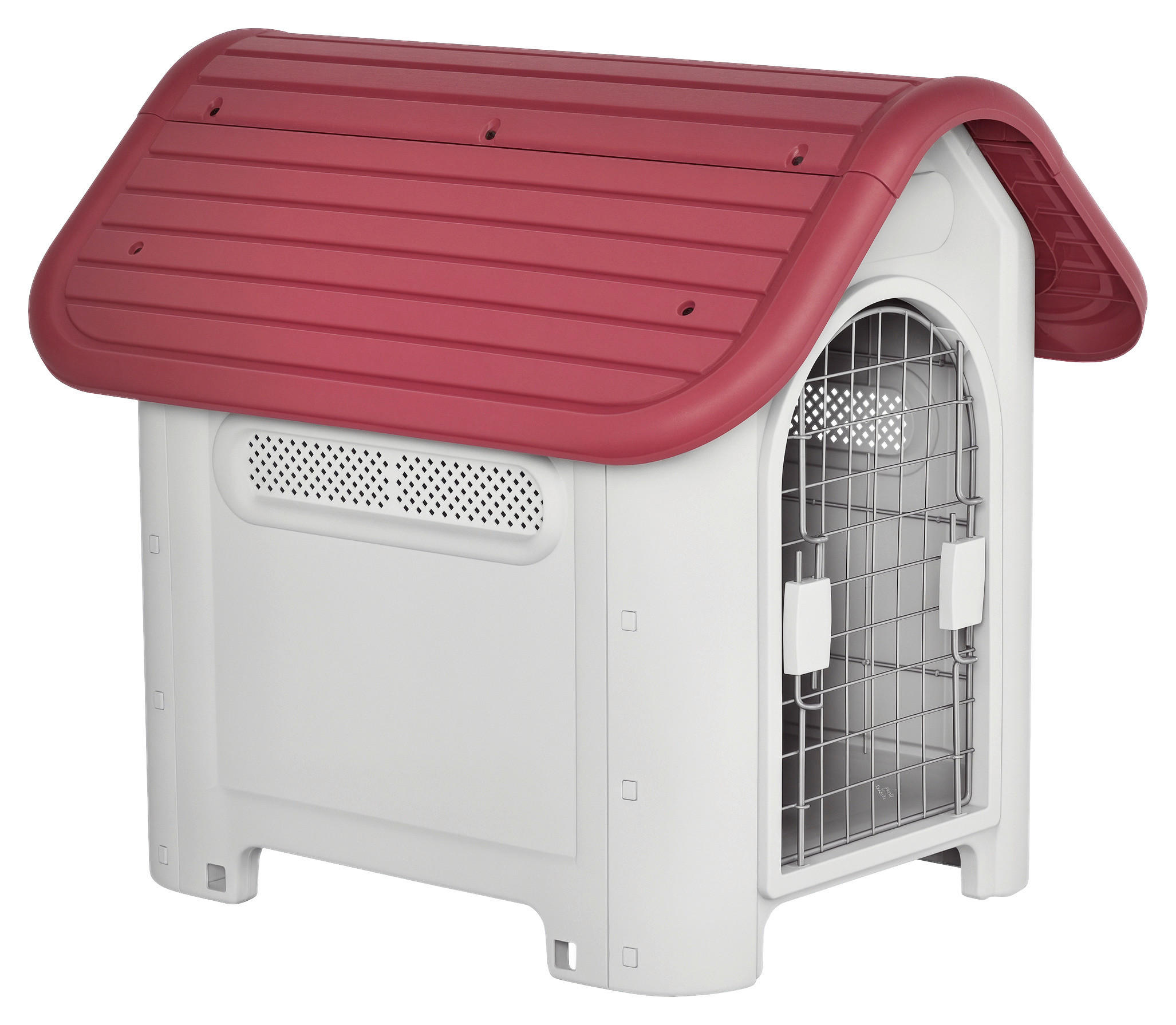 PawHut Hundehütte rot Kunststoff B/H/L: ca. 75x66x59 cm Hundehütte - hellgrau/rot (59,00/75,00/66,00cm) - PawHut