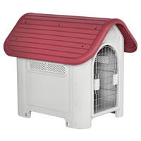 PawHut Hundehütte rot Kunststoff B/H/L: ca. 75x66x59 cm Hundehütte - hellgrau/rot (59,00/75,00/66,00cm) - PawHut