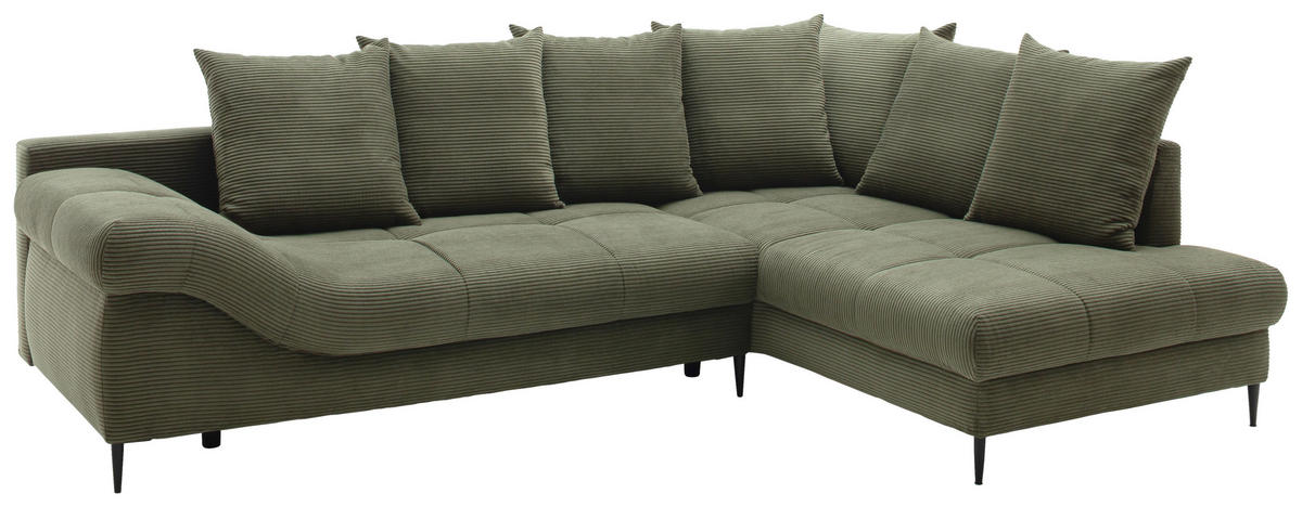 Ecksofa Oregon grün Microfaser B/H/T: ca. 299x92x205 cm Oregon - schwarz/grün (299,00/92,00/205,00cm)