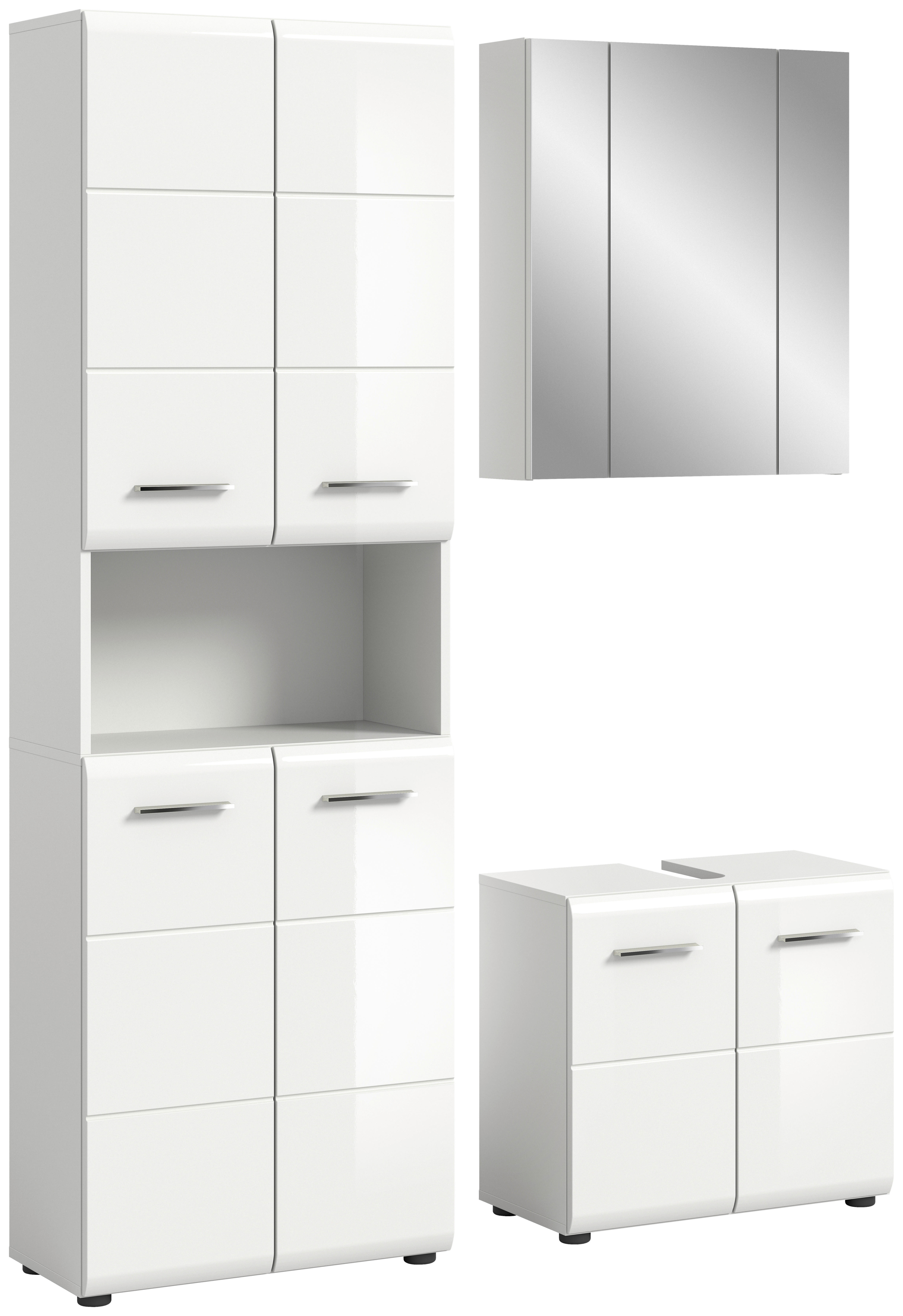 Badezimmer-Set ICE weiß weiß Hochglanz B/H/T: ca. 135x190x32 cm ICE - weiß (135,00/190,00/32,00cm) - xonox.home