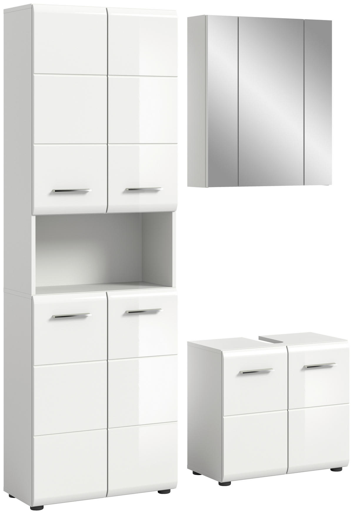 Badezimmer-Set ICE weiß weiß Hochglanz B/H/T: ca. 135x190x32 cm ICE - weiß (135,00/190,00/32,00cm) - xonox.home