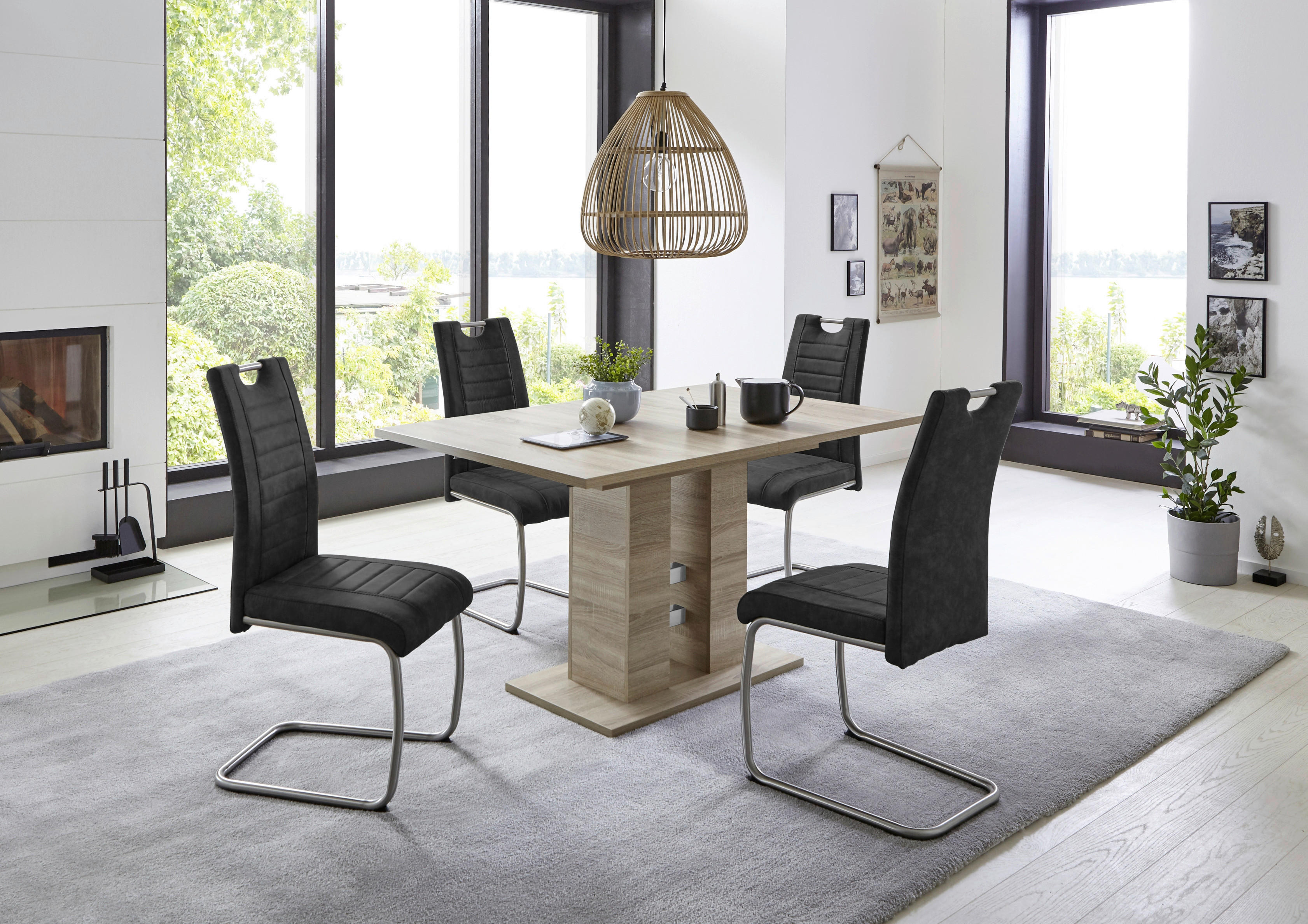 Essgruppe Ulla Eiche anthrazit Holzwerkstoff B/H/T: ca. 220x76x90 cm Ulla - Eiche/anthrazit (220,00/76,00/90,00cm) - Hela