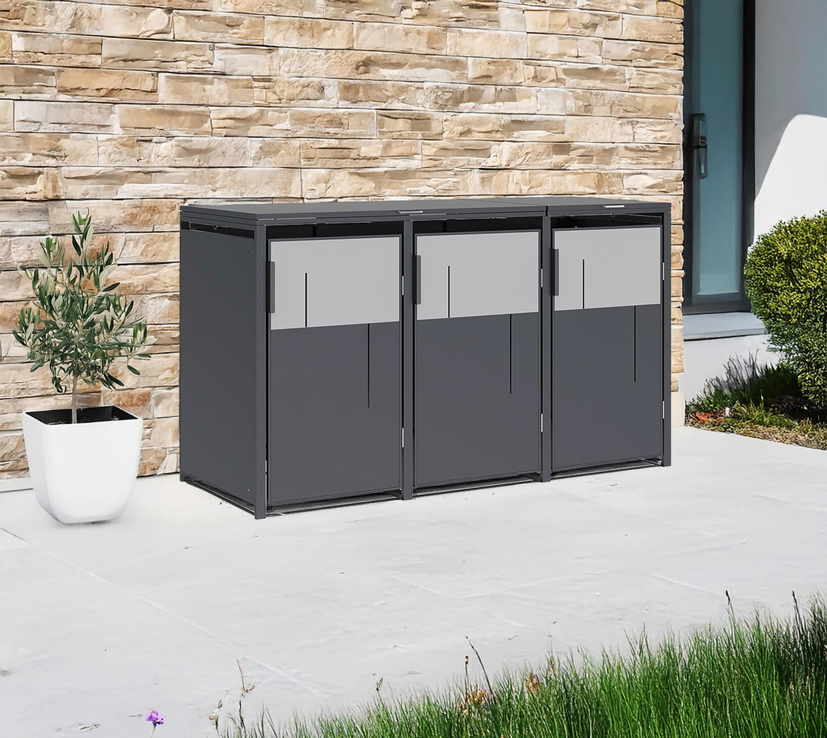 Westmann Mülltonnenbox Tonus anthrazit B/H/L: ca. 198x116x80 cm Tonus - anthrazit (80,00/198,00/116,00cm) - Westmann