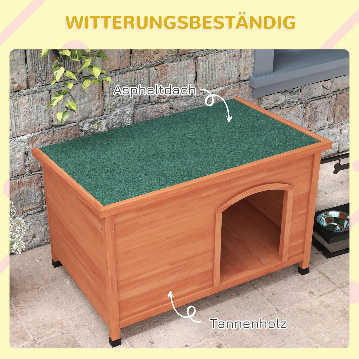 PawHut Hundehütte orange Holz B/H/L: ca. 65,5x68x100 cm Hundehütte - orange (100,00/65,50/68,00cm) - PawHut
