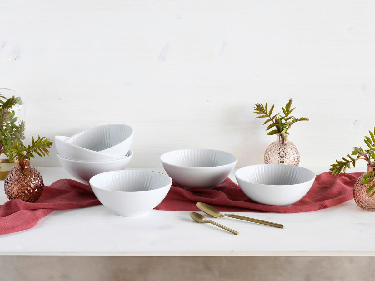 CreaTable Schüssel-Set Valencia weiß Porzellan Valencia - weiß - CreaTable