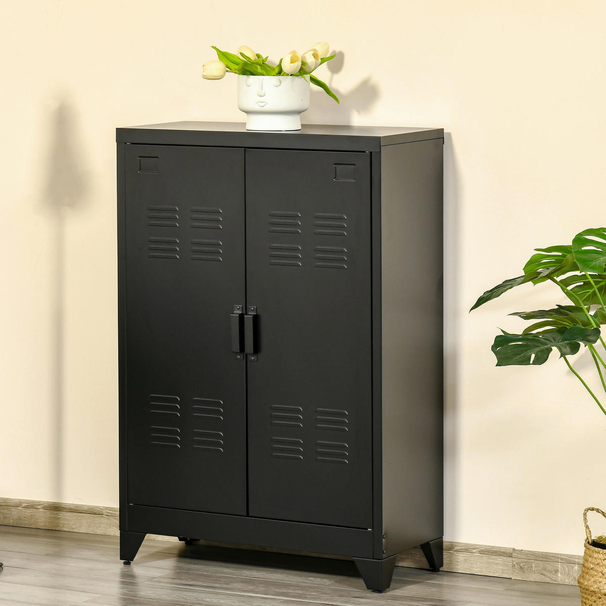 Sideboard 838-148BK schwarz B/H/T: ca. 75x110x33 cm 838-148BK - schwarz (75,00/110,00/33,00cm) - HOMCOM