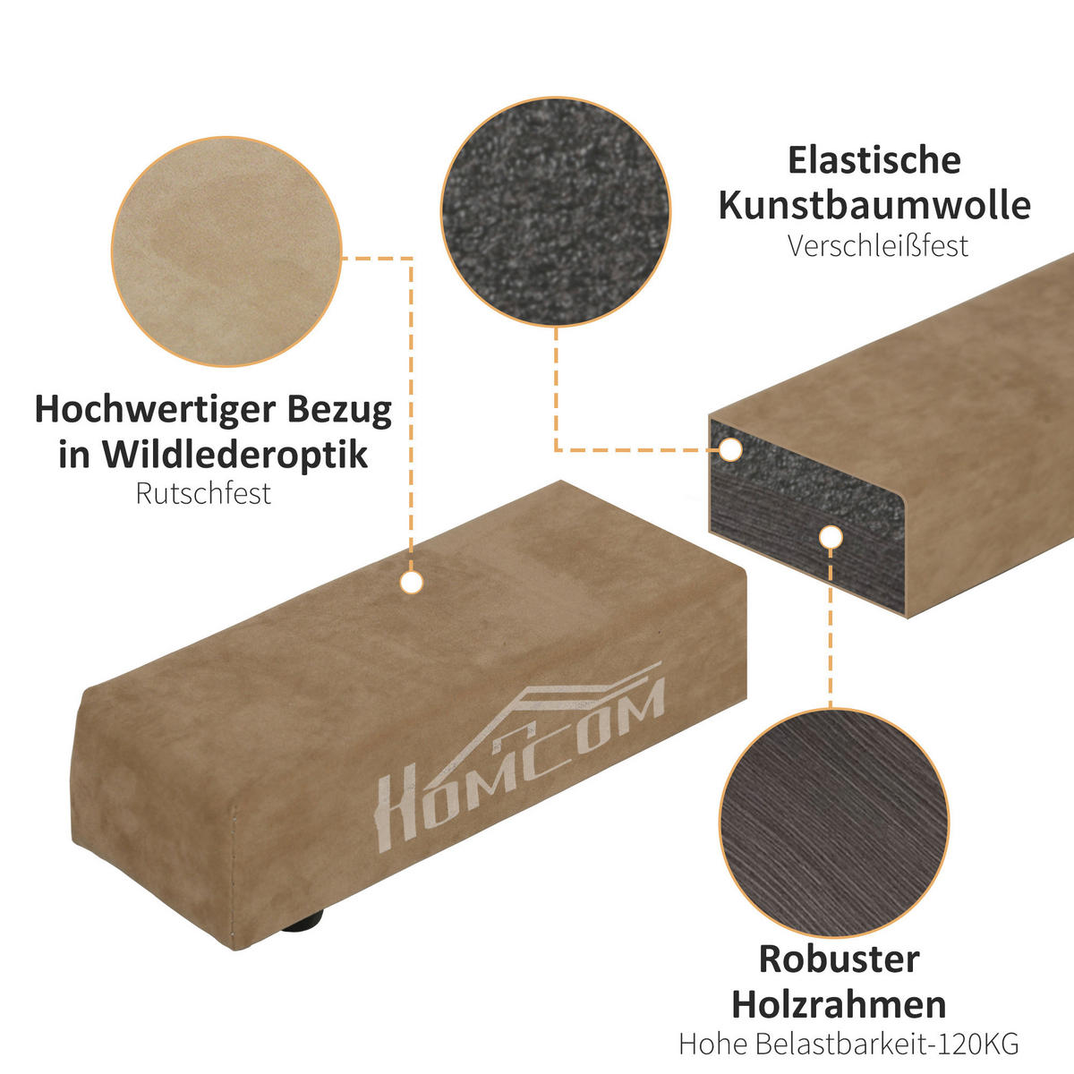 HOMCOM Schwebebalken braun Polyester B/H/L: ca. 10x6,5x210 cm Schwebebalken - braun (210,00/10,00/6,50cm) - HOMCOM