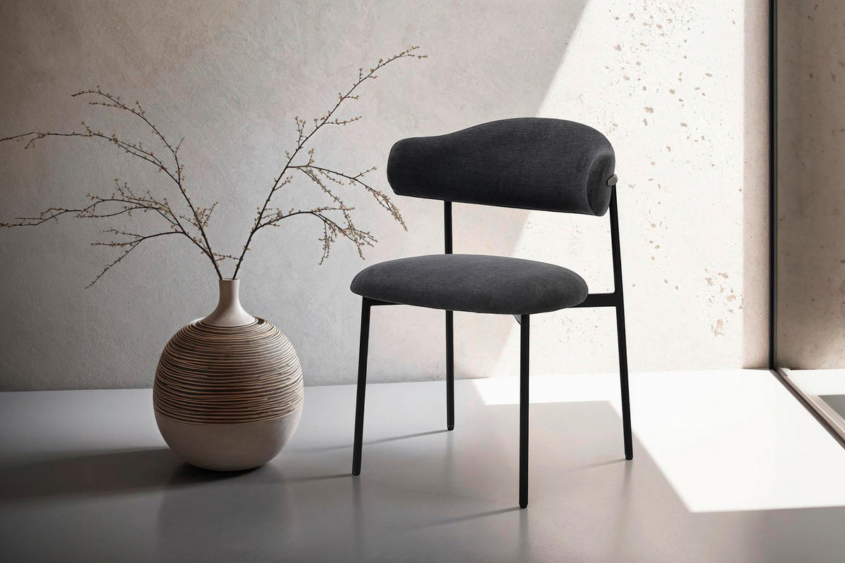 Stuhl JERSEY 2er-Set. dunkelgrau Webstoff B/H/T: ca. 58x78x54,5 cm JERSEY 2er-Set. - schwarz/dunkelgrau (58,00/78,00/54,50cm) - byLIVING