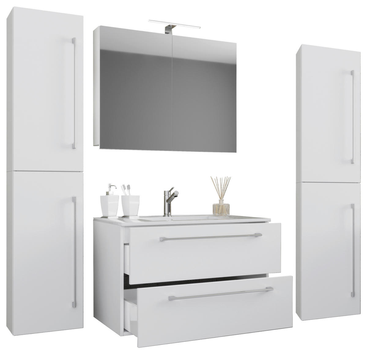 Waschplatz 5tlg-Badinos weiß B/H/T: ca. 80x50x46 cm 5tlg-Badinos - weiß (80,00/50,00/46,00cm) - VCM Möbel