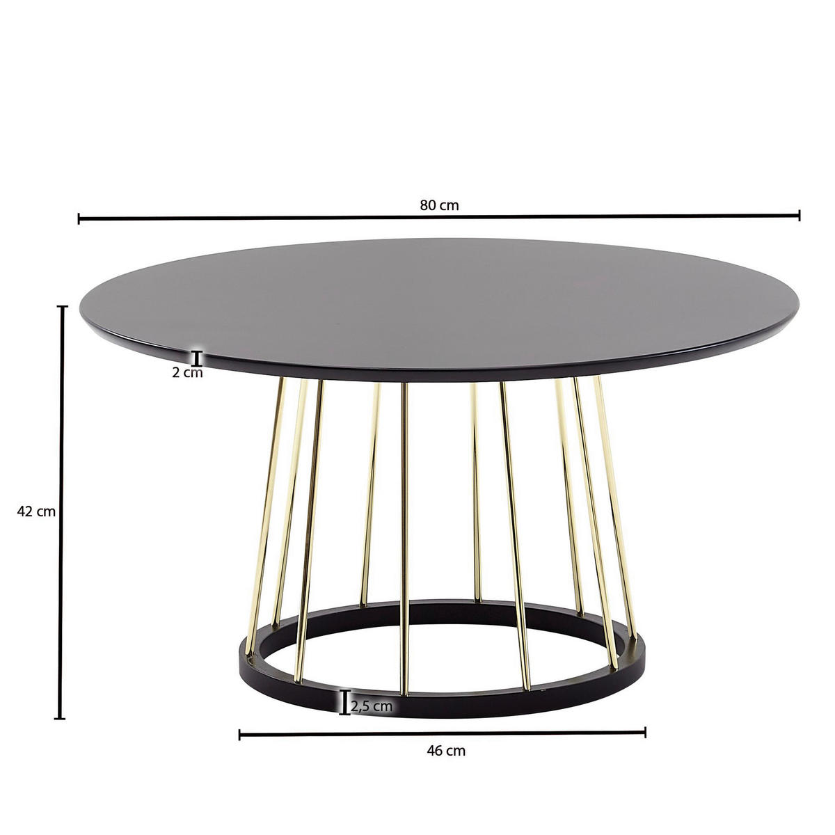 Couchtisch schwarz B/H/T: ca. 80x42x80 cm Couchtisch - schwarz (80,00/42,00/80,00cm) - Wohnling