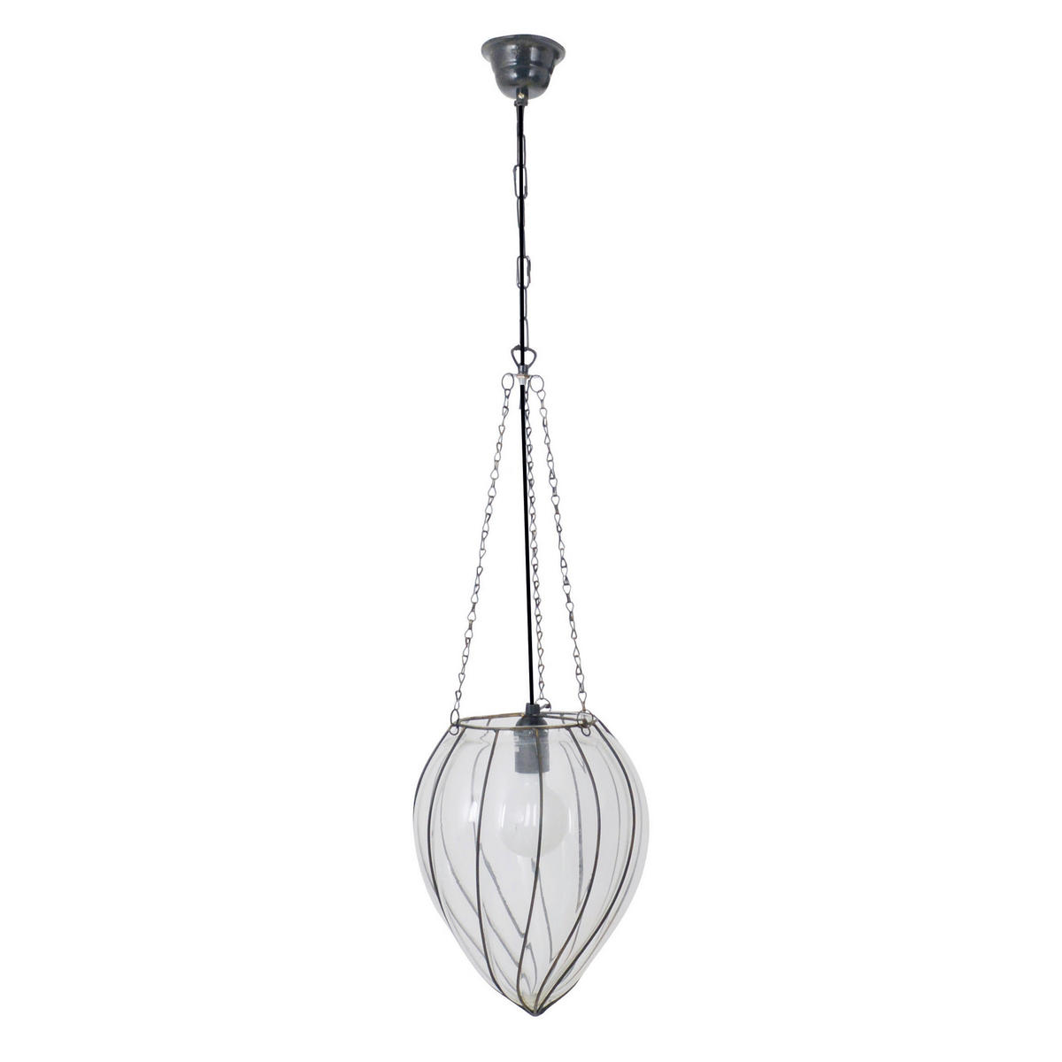 Näve Leuchten Pendelleuchte klar Glas Metall B/H/T/D: ca. 25x32x25x25 cm E27 1 Brennstellen ORIENT - klar (25,00/32,00/25,00cm) - Näve Leuchten