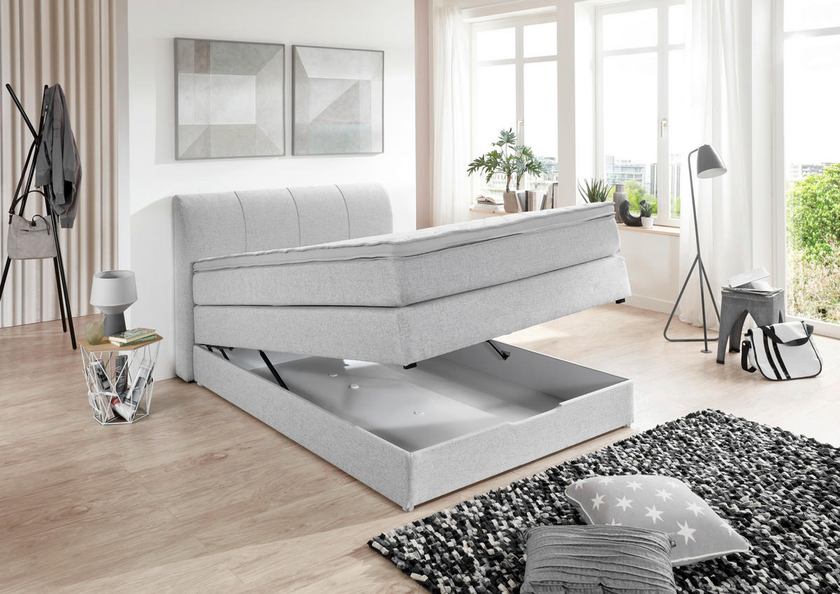Boxspringbett Modesto Silbergrau Modesto - Silbergrau (128,00/106,00/216,00cm)