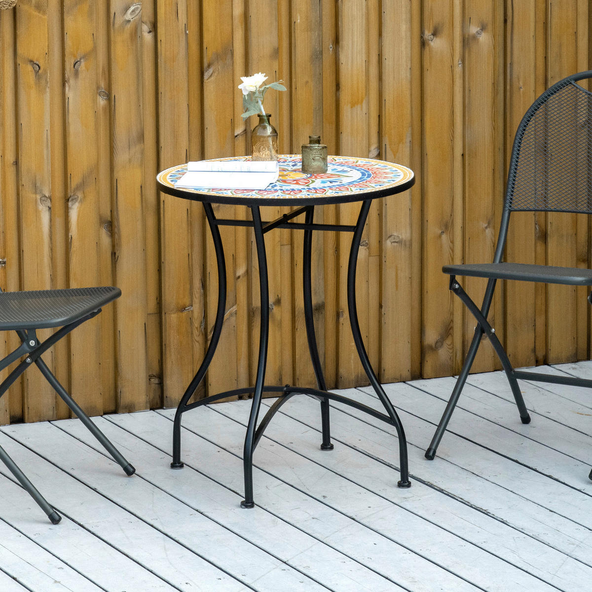 Outsunny Gartentisch bunt Keramik H/D: ca. 71x60 cm Gartentisch - bunt (60,00/71,00cm) - Outsunny