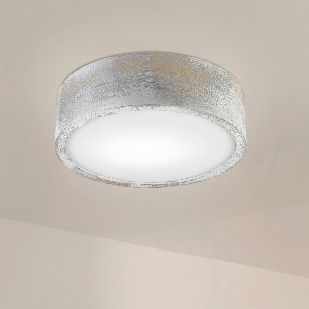 Lamkur Deckenleuchte hellbraun weiß Glas Holz B/H/L: ca. 28,5x12x28,5 cm 1 Brennstellen Eveline - weiß/hellbraun (28,50/28,50/12,00cm) - Lamkur