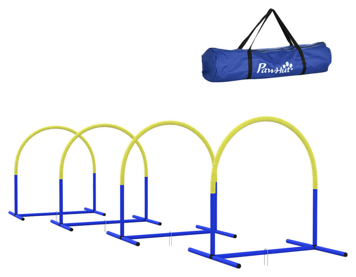 PawHut Hunde-Agility-Set blau Kunststoff B/H/L: ca. 64x95x88 cm Hunde-Agility-Set - blau/gelb (88,00/64,00/95,00cm) - PawHut
