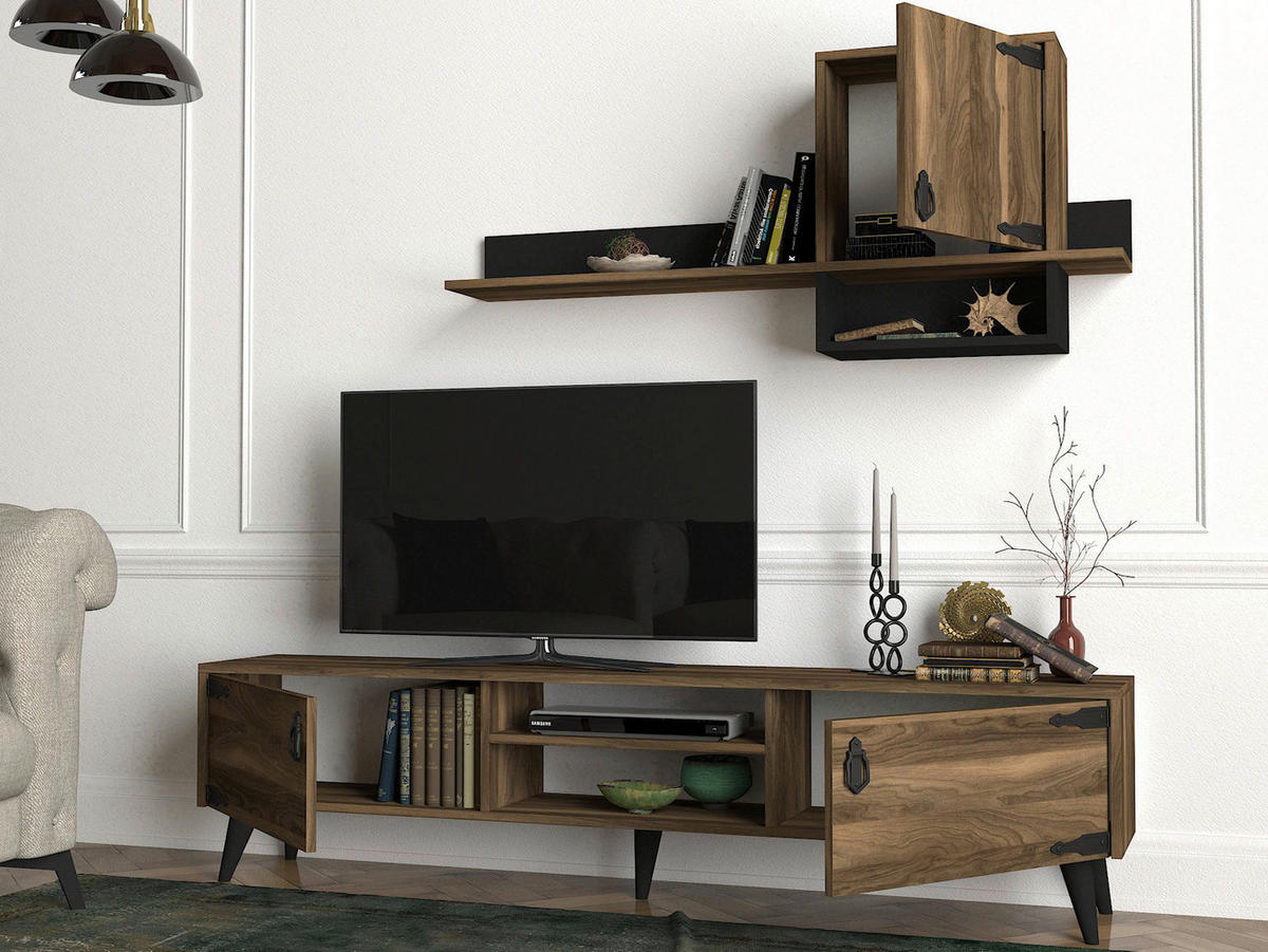 Wohnwand Anthes walnuss Nachbildung B/H/T: ca. 180x41x30 cm Anthes - walnuss (180,00/41,00/30,00cm) - moebel17
