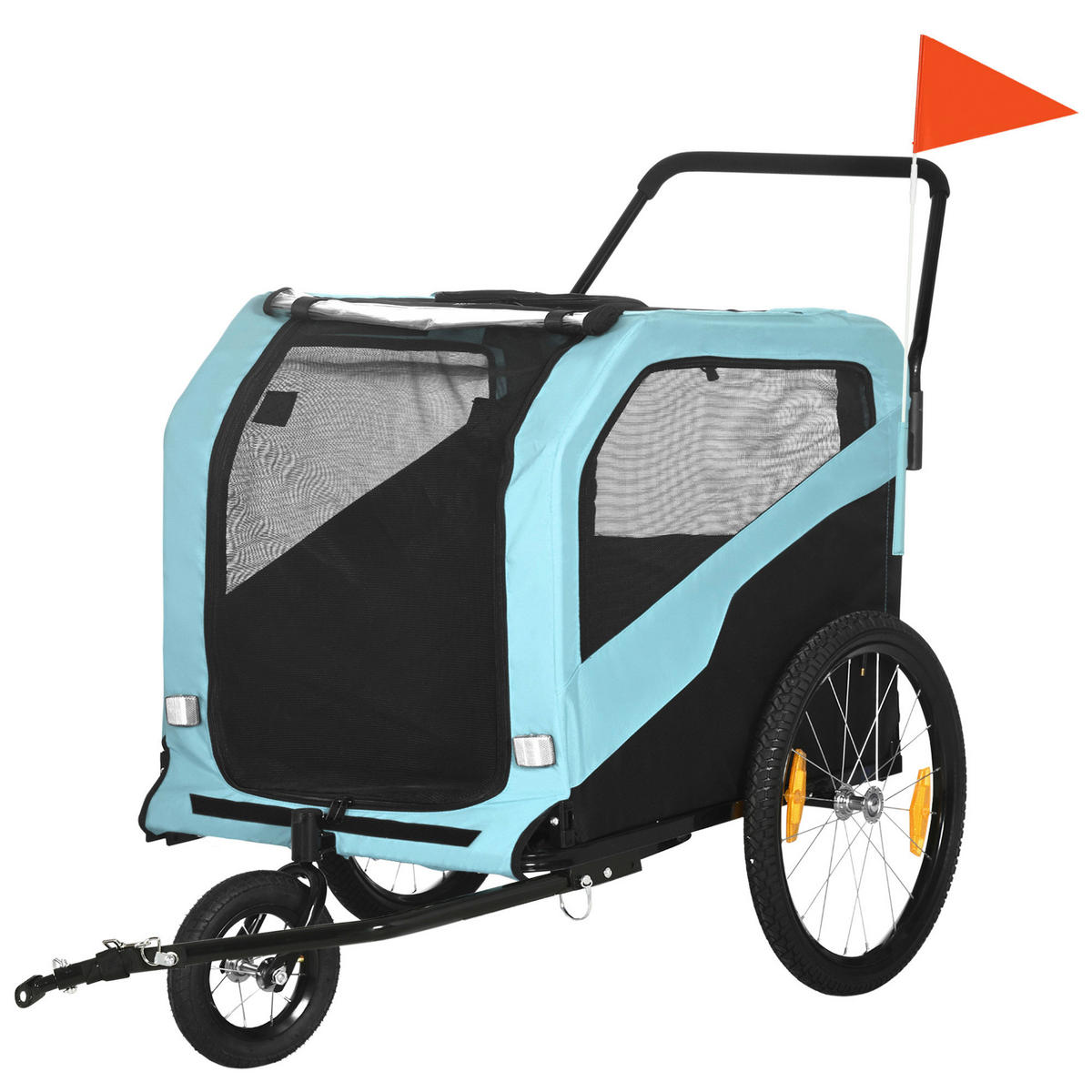 PawHut Hundeanhänger blau Polyester-Mischgewebe B/H/L: ca. 77x90x170 cm Hundeanhänger - blau (170,00/77,00/90,00cm) - PawHut