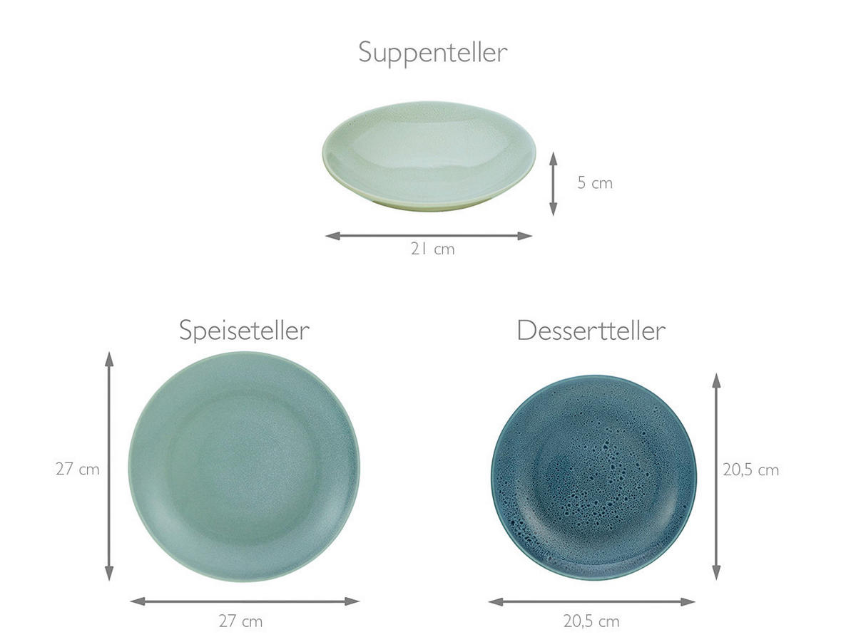 CreaTable Tafelservice Reactive Nordic multicolor Steinzeug 12 tlg. Reactive Nordic - multicolor - CreaTable