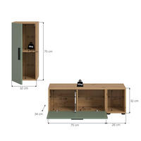 Wohnwand-Set TheOne Eiche Artisan Nachbildung grün B/H/T: ca. 75x32x34 cm TheOne - Eiche/grün (75,00/32,00/34,00cm)