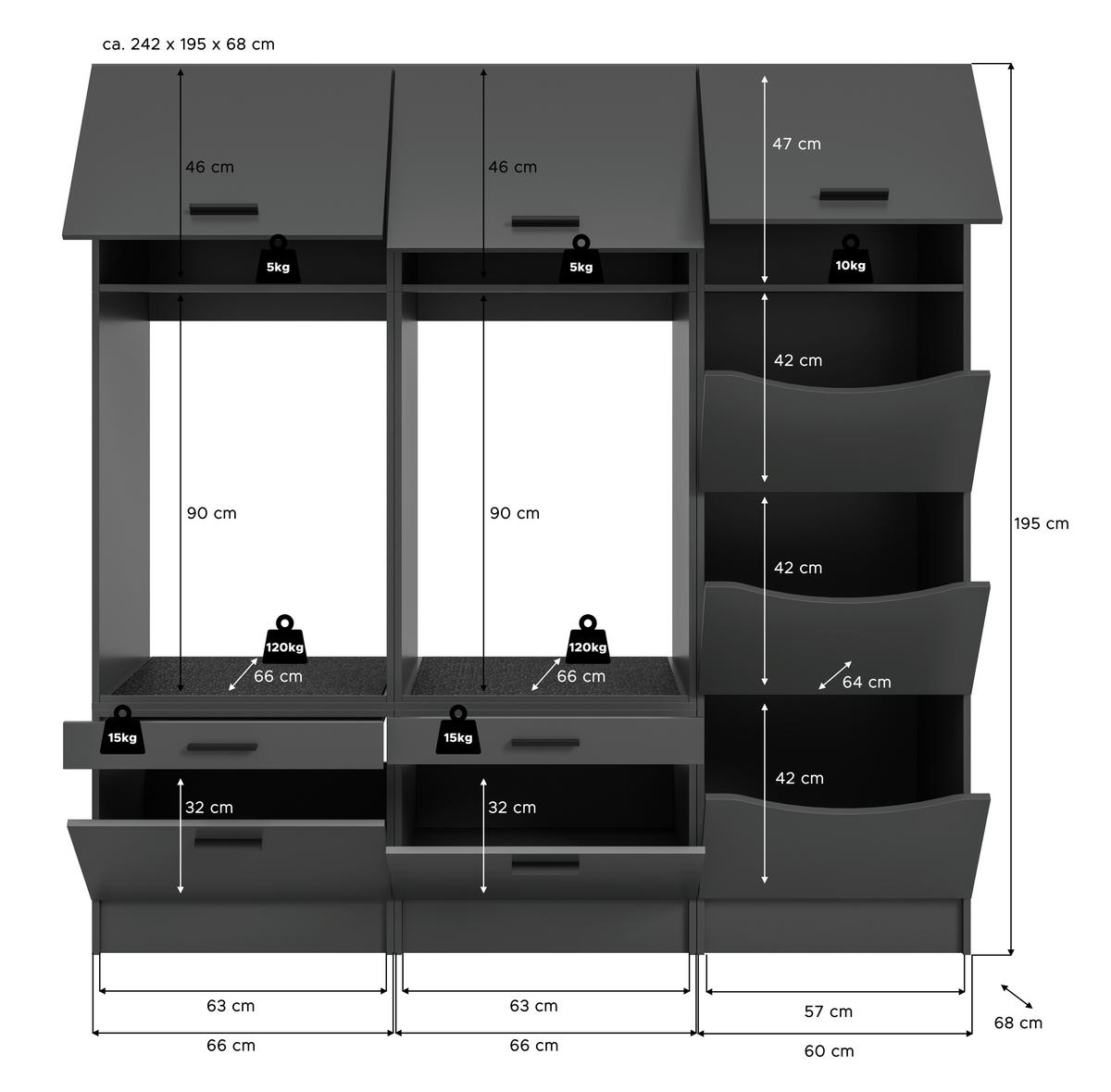 Waschmaschinenumbauschrank Free anthrazit B/H/T: ca. 248x195x68 cm Free - anthrazit (248,00/195,00/68,00cm) - xonox.home
