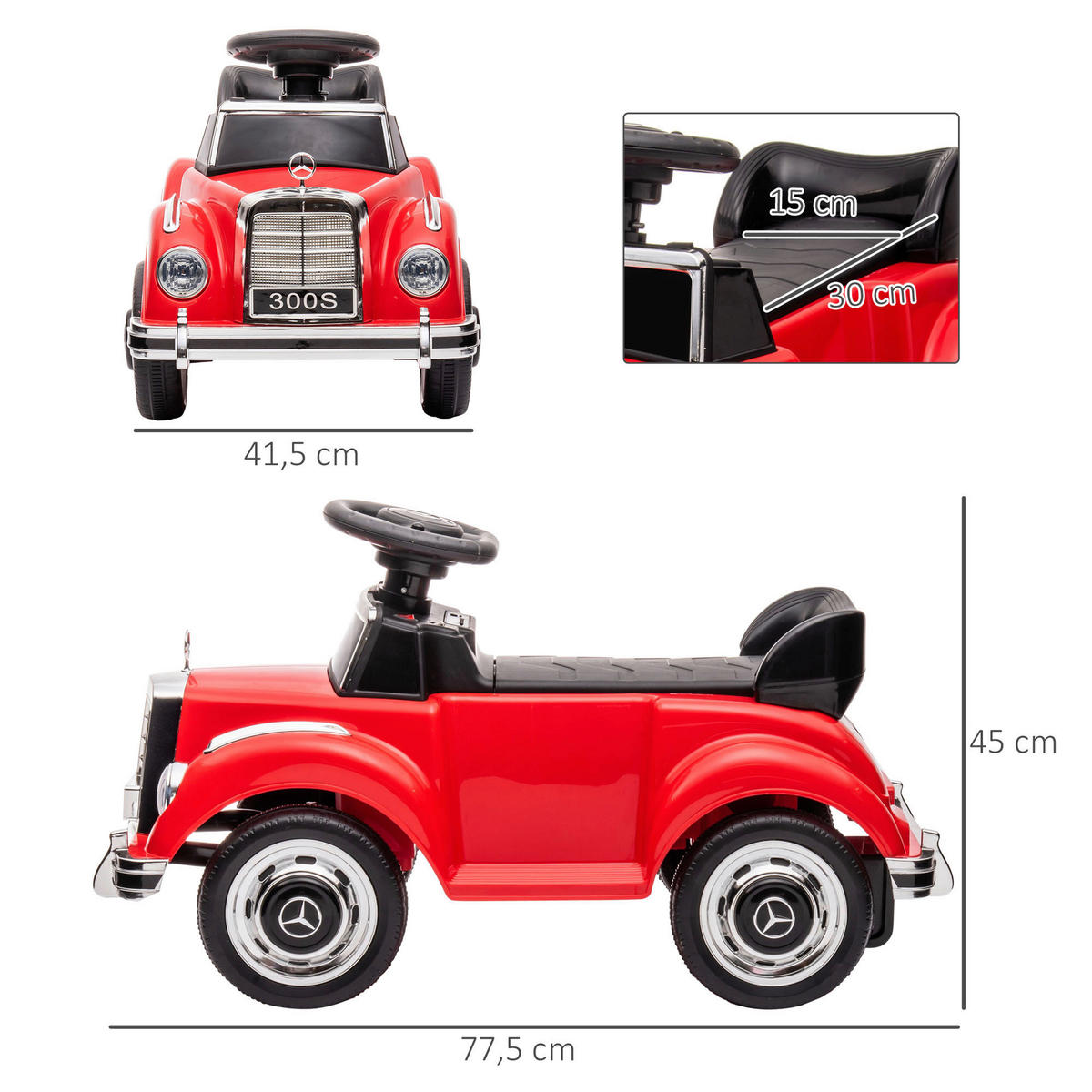 AIYAPLAY Rutschauto rot B/H/L: ca. 41,5x45x77,5 cm Rutschauto - rot (77,50/41,50/45,00cm) - AIYAPLAY