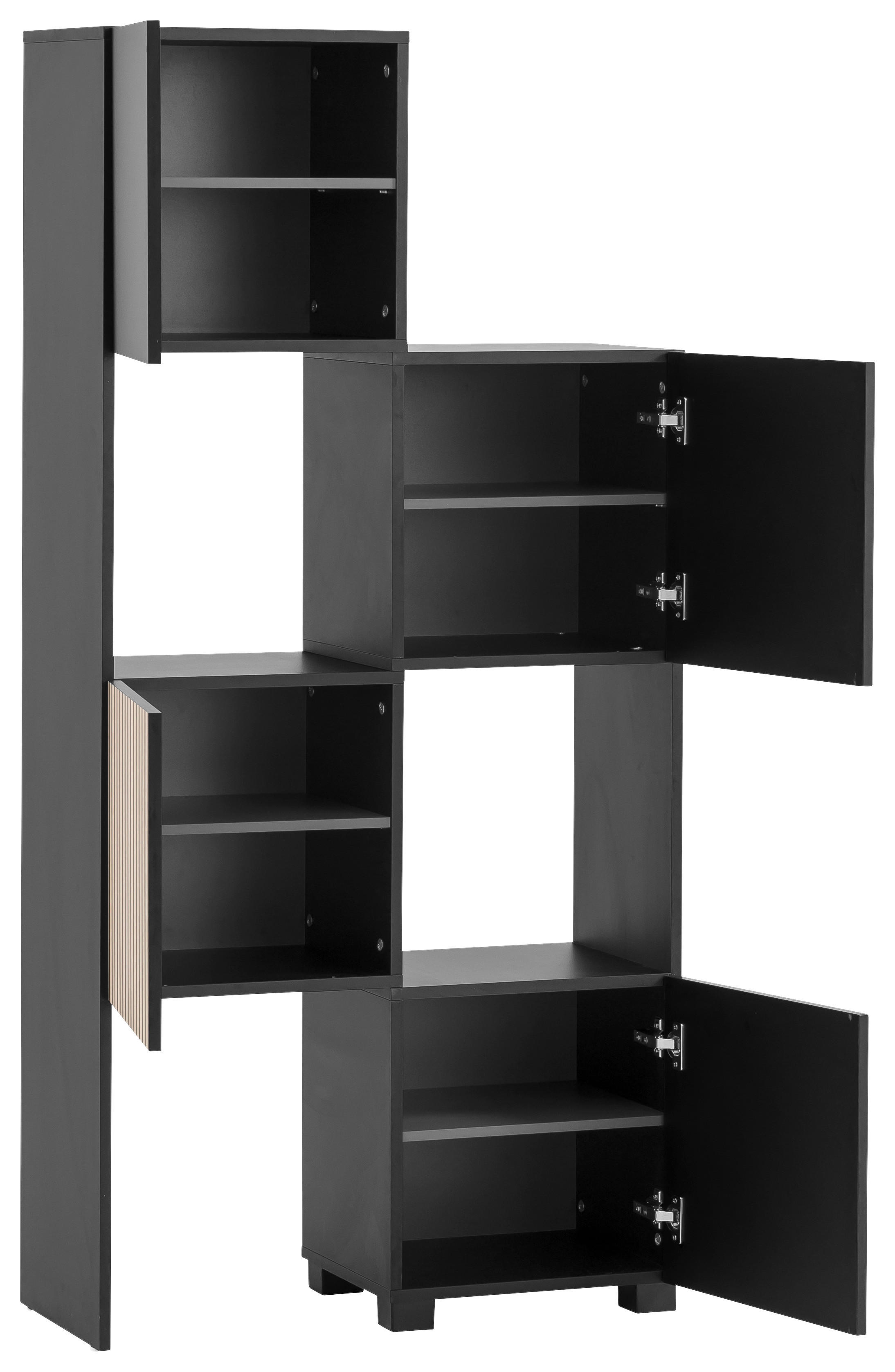 Regal Alexa schwarz matt B/H/T: ca. 76x165,1x33,1 cm Alexa - schwarz (76,00/165,10/33,10cm) - Möbelpartner