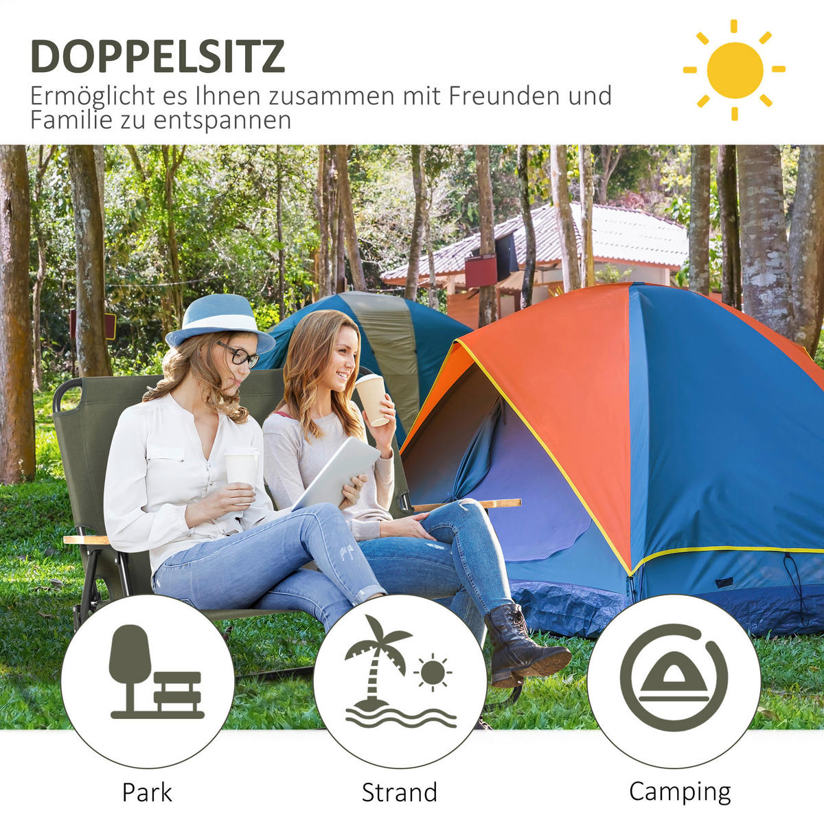 Outsunny Campingartikel B/H/L: ca. 67x114x80 cm Campingstuhl - grün (80,00/67,00/114,00cm) - Outsunny