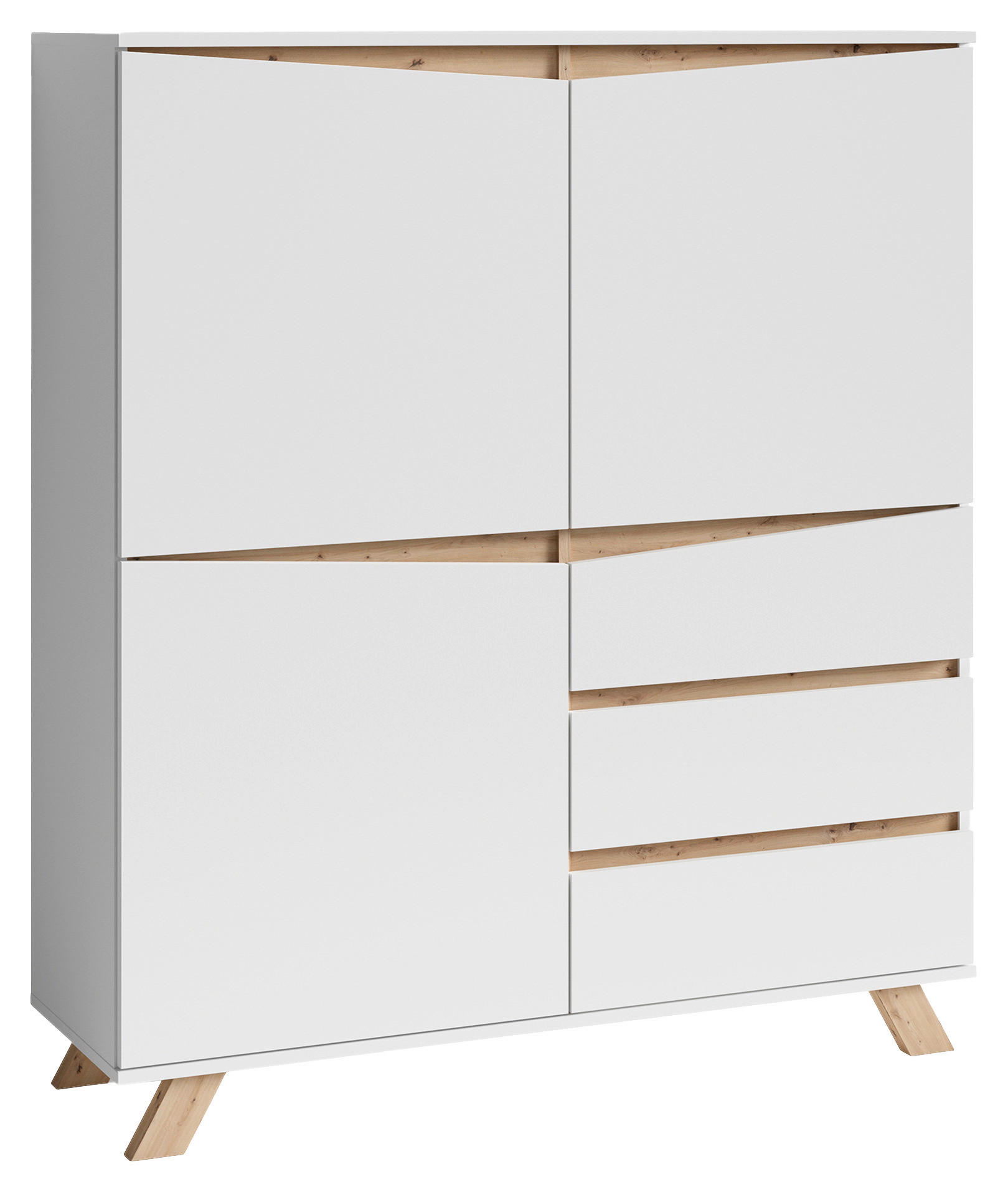Highboard VALENTIN weiß Eiche Nachbildung B/H/T: ca. 120x142x38 cm VALENTIN - Eiche/weiß (120,00/142,00/38,00cm) - byLIVING