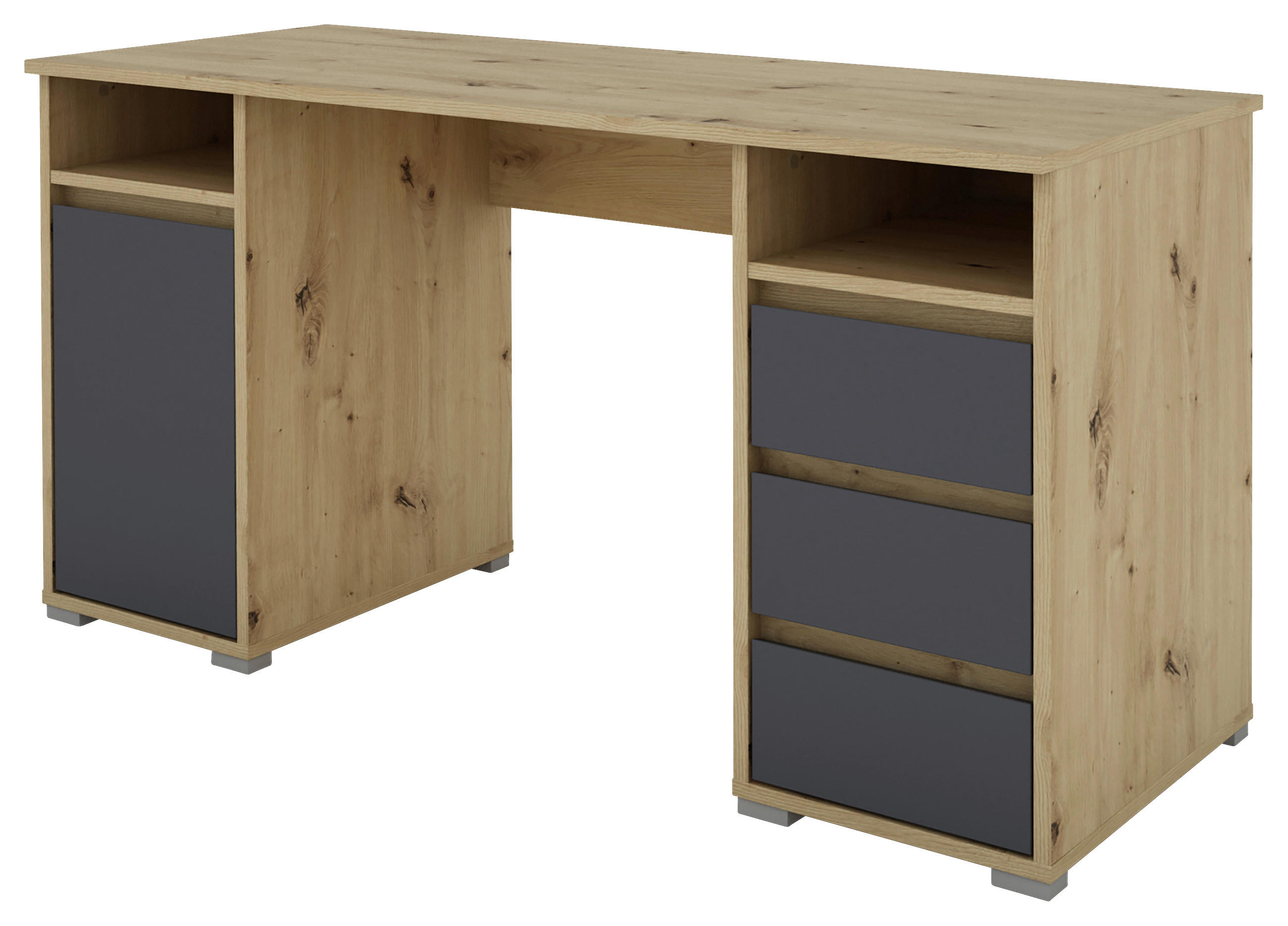 Schreibtisch LOBO Eiche Nachbildung anthrazit B/H/T: ca. 138x75x55 cm LOBO - Eiche/anthrazit (138,00/75,00/55,00cm) - byLIVING