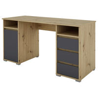 Schreibtisch LOBO Eiche Nachbildung anthrazit B/H/T: ca. 138x75x55 cm LOBO - Eiche/anthrazit (138,00/75,00/55,00cm) - byLIVING