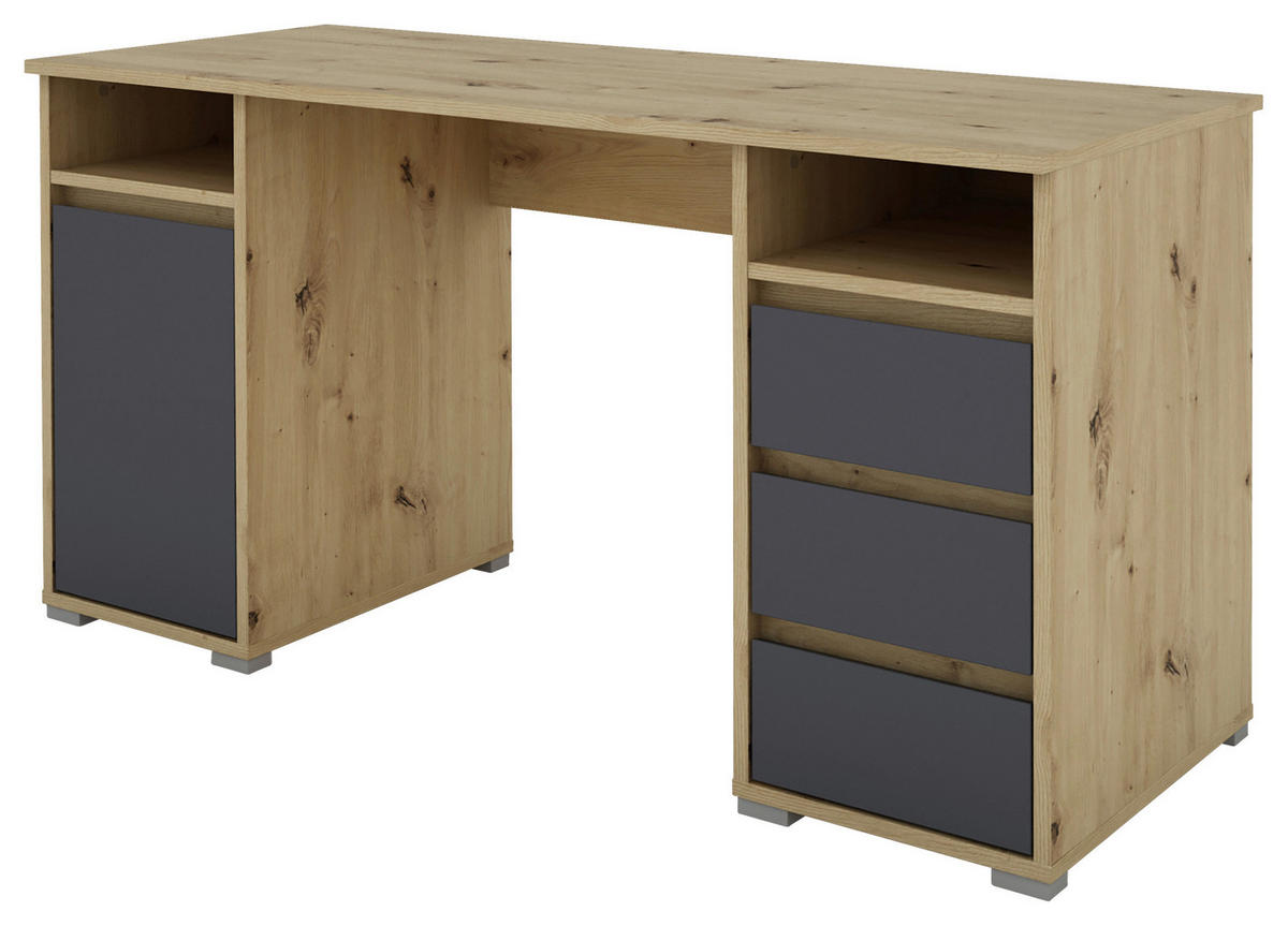Schreibtisch LOBO Eiche Nachbildung anthrazit B/H/T: ca. 138x75x55 cm LOBO - Eiche/anthrazit (138,00/75,00/55,00cm) - byLIVING
