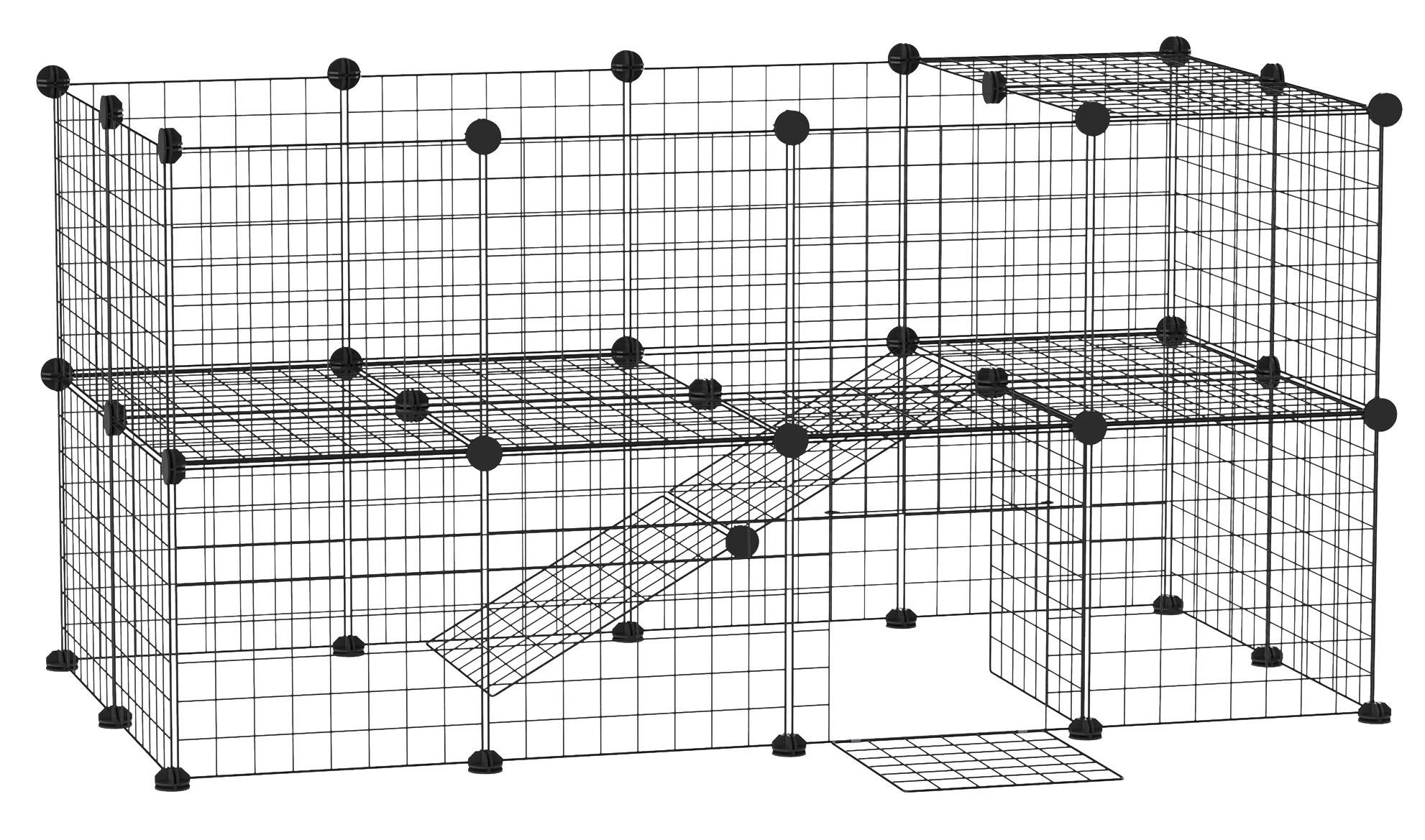 PawHut Laufgitter schwarz Metall B/H/L: ca. 73x73x146 cm Laufgitter - schwarz (146,00/73,00/73,00cm) - PawHut