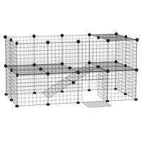 PawHut Laufgitter schwarz Metall B/H/L: ca. 73x73x146 cm Laufgitter - schwarz (146,00/73,00/73,00cm) - PawHut