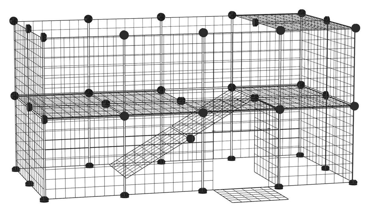 PawHut Laufgitter schwarz Metall B/H/L: ca. 73x73x146 cm Laufgitter - schwarz (146,00/73,00/73,00cm) - PawHut