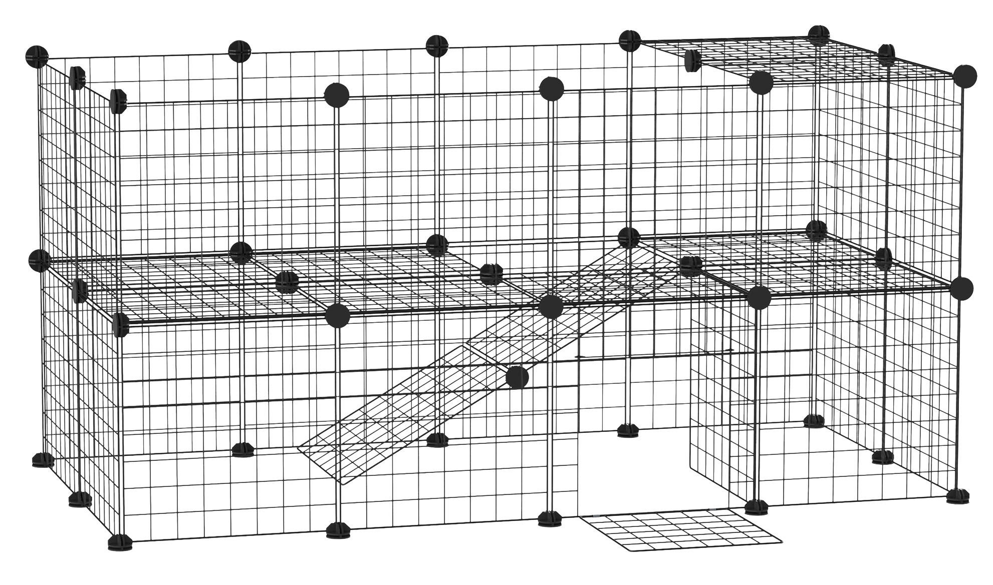 PawHut Laufgitter schwarz Metall B/H/L: ca. 73x73x146 cm