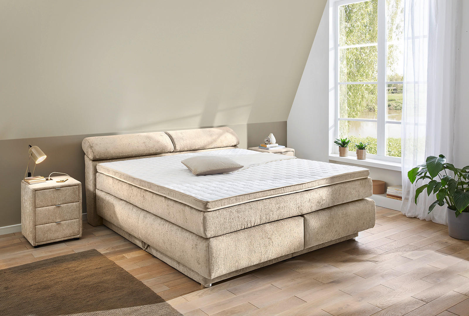Boxspringbett  beige Liegefläche B/L: ca. 180x200 cm Ella_Boxspringbett 460/29 - beige (180,00/200,00cm)