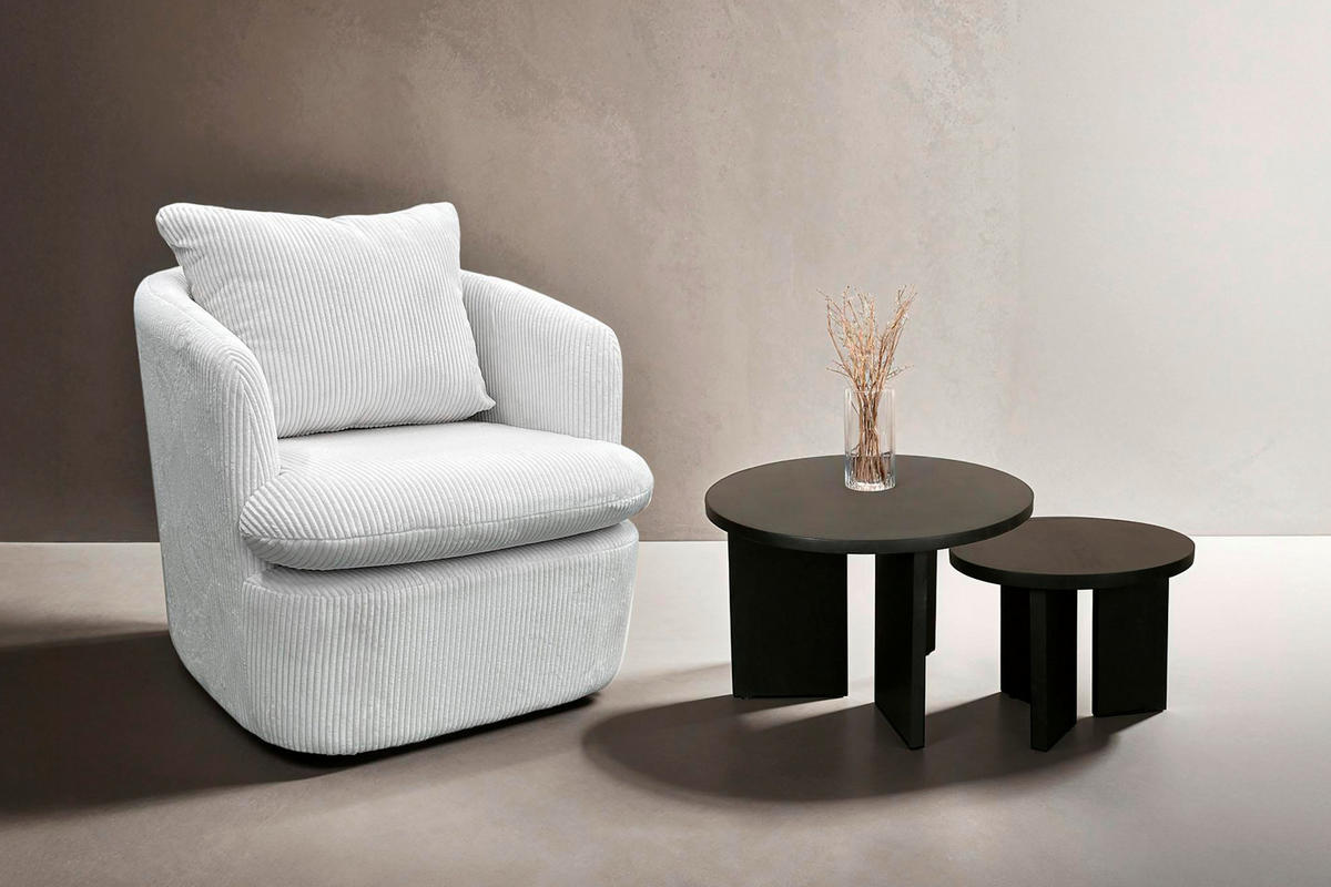 Beistelltisch ROUND, 2er-Set schwarz lackiert Akazie H/D: ca. 41x60 cm ROUND, 2er-Set - schwarz (60,00/41,00cm) - byLIVING