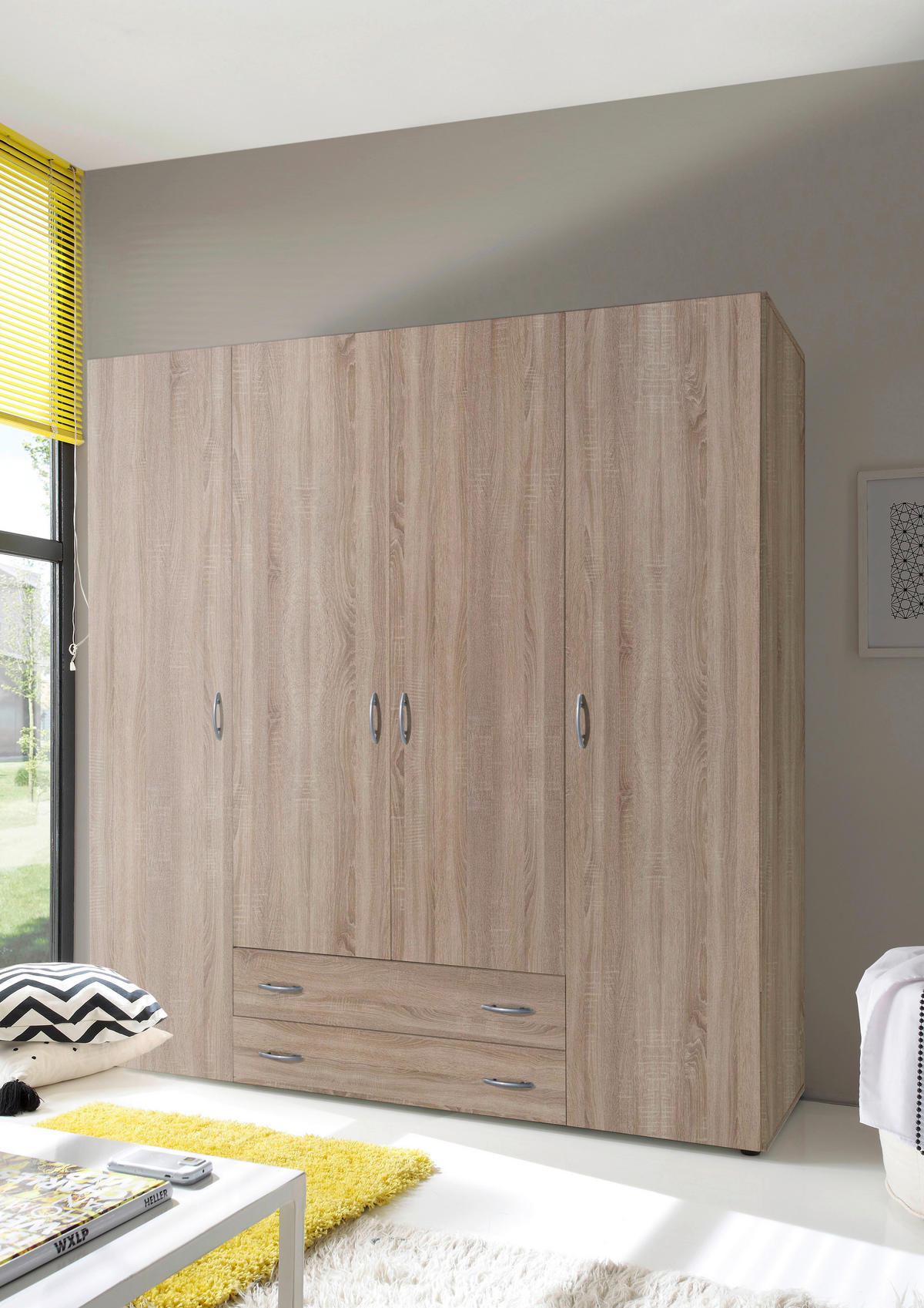 kleiderschrank base eiche sonoma nachbildung b/h/t: ca. 160x177x52