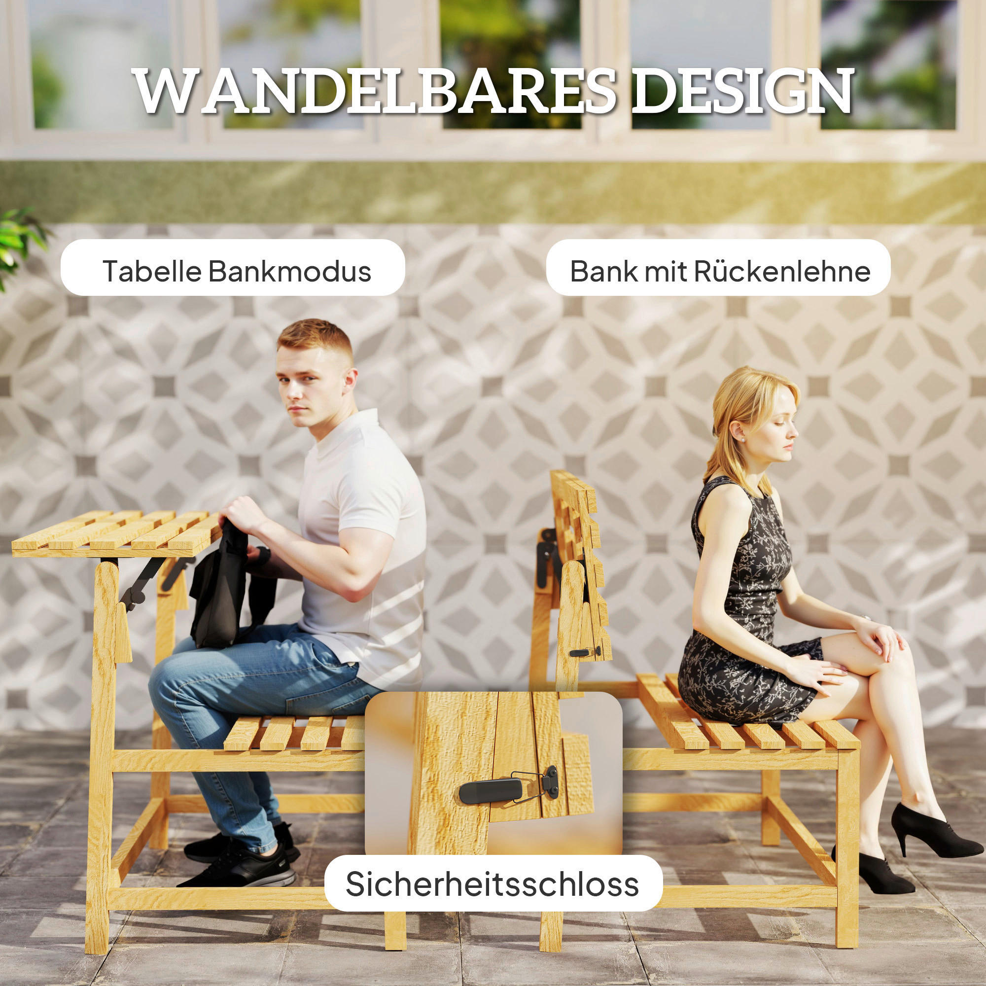 Thumbnail - Outsunny Gartenbank teak Holz B/H/L: ca. 61x89x110 cm