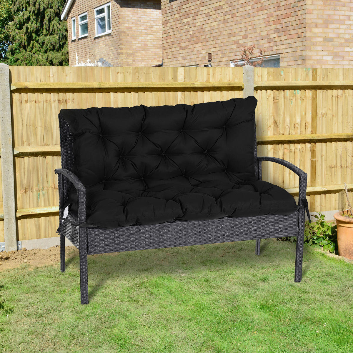 Outsunny Bankauflage schwarz Schaumstoff B/H/L: ca. 98x8x100 cm Bankauflage - schwarz (100,00/98,00/8,00cm) - Outsunny