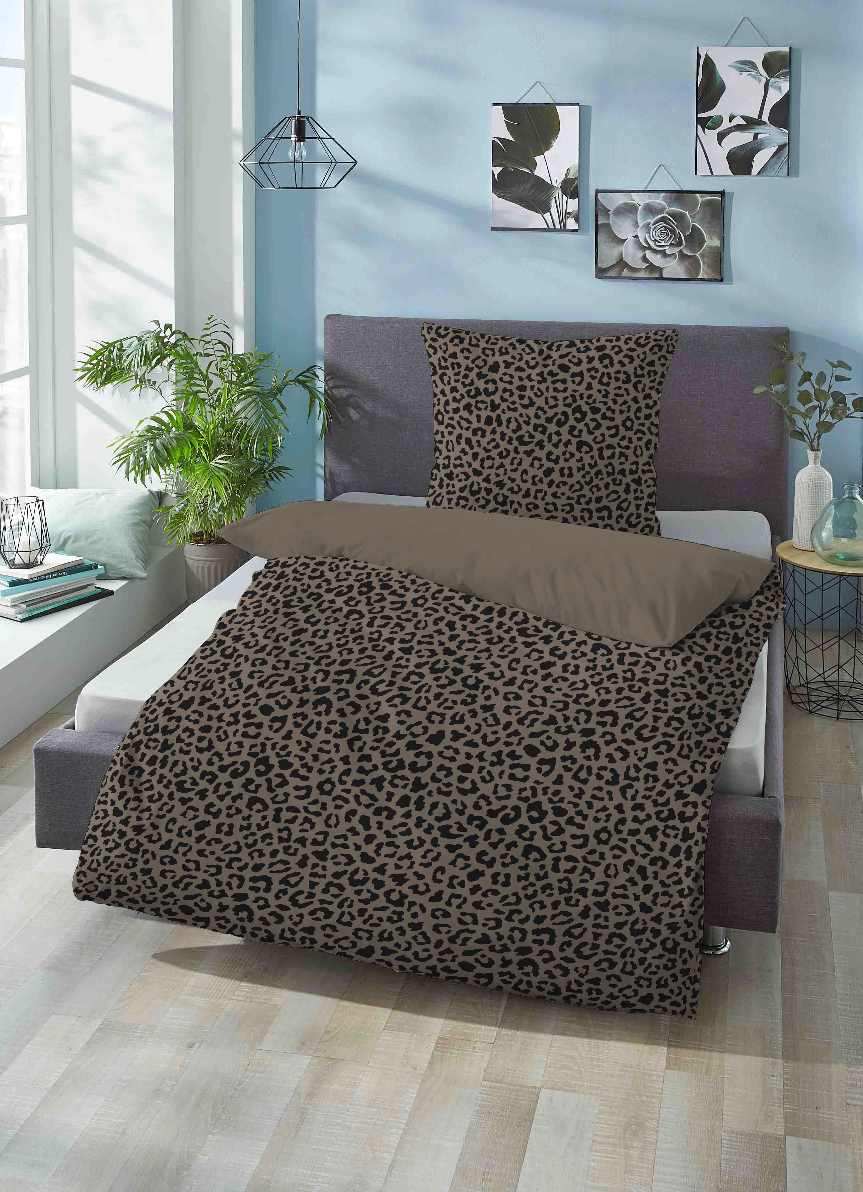 Baumwoll Bettwäsche Biber Bettwäsche_Biber Leo braun 135x200 - braun (135,00/200,00cm)