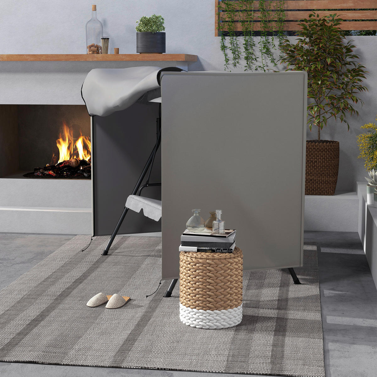 Outsunny Abdeckplane grau Polyester B/H/L: ca. 114x177x152 cm Abdeckhaube_für_Hollywoodschaukeln - grau (152,00/114,00/177,00cm) - Outsunny