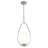 Searchlight Pendelleuchte Opal silber Stahl Glas B/H/D: ca. 23x150x23 cm E27 1 Brennstellen Avalon - Opal/silber (23,00/150,00cm) - Searchlight