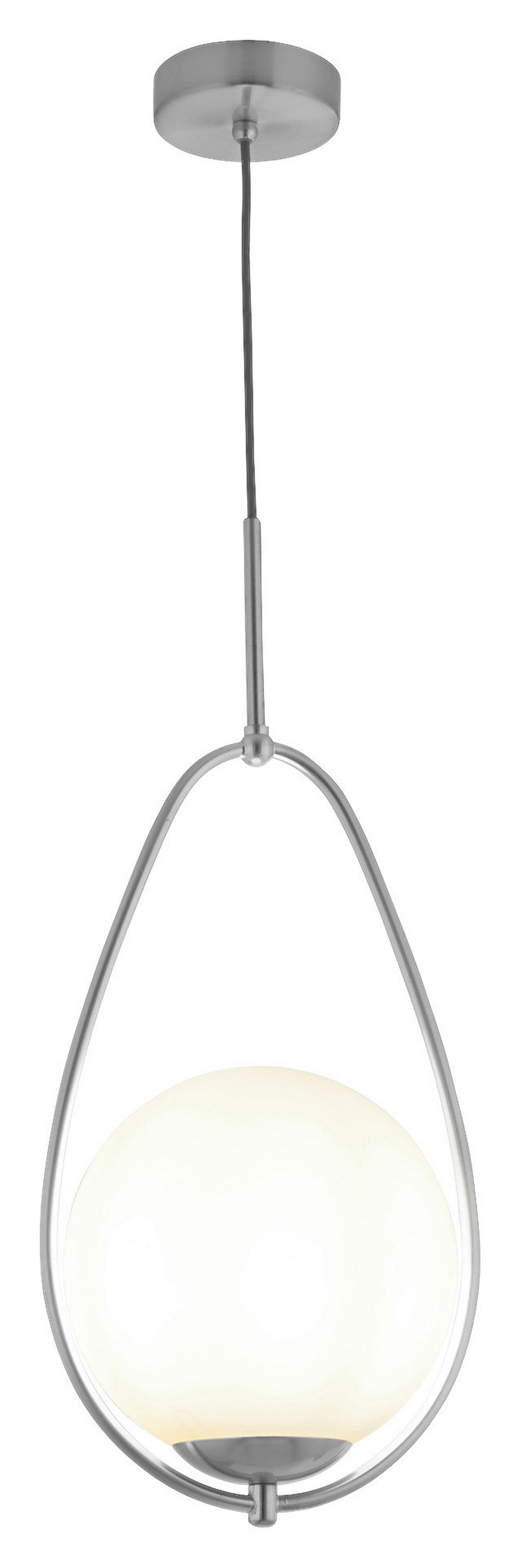 Searchlight Pendelleuchte Opal silber Stahl Glas B/H/D: ca. 23x150x23 cm E27 1 Brennstellen Avalon - Opal/silber (23,00/150,00cm) - Searchlight