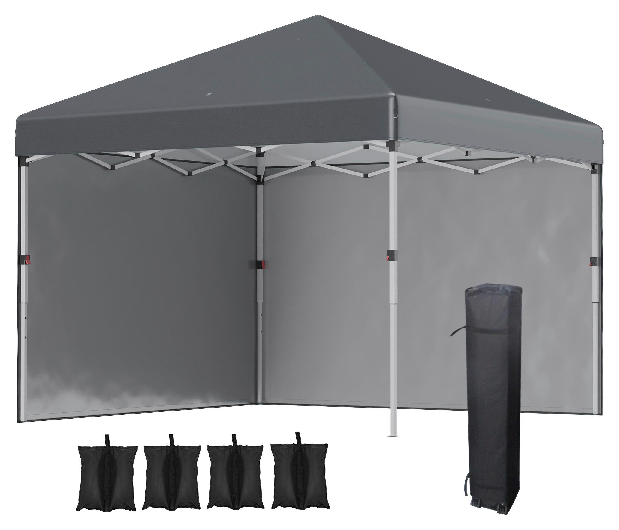 Outsunny Pavillon dunkelgrau Polypropylen B/H/L: ca. 297x297x274 cm Faltpavillon - dunkelgrau (274,00/297,00/297,00cm) - Outsunny